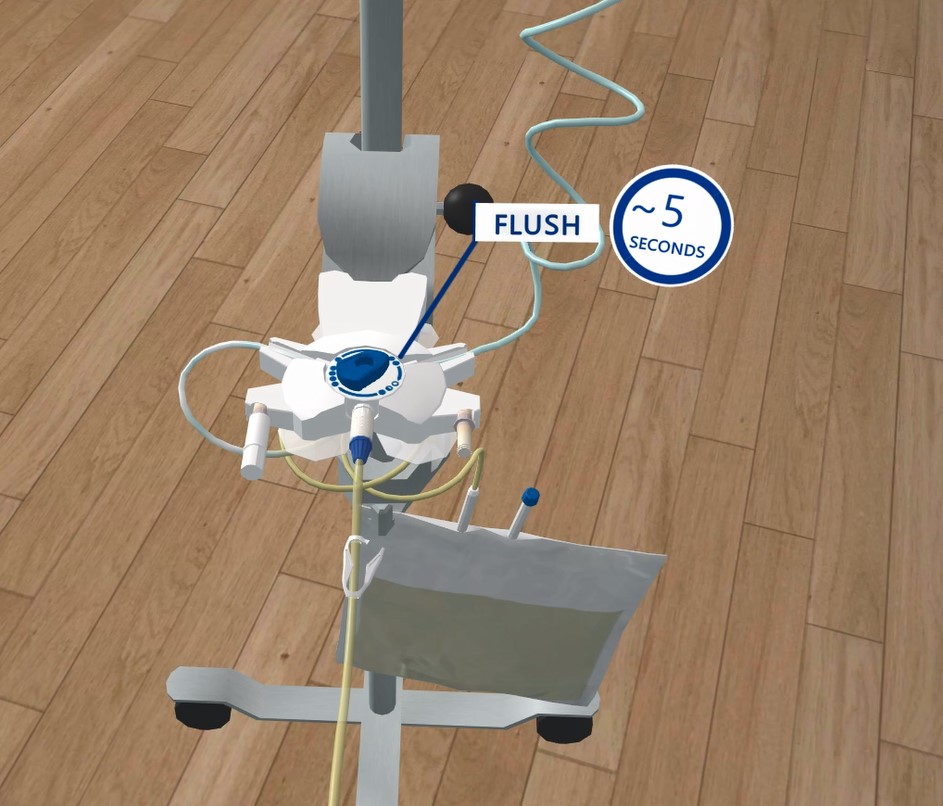 Rinçage dans le cadre d’une dialyse péritonéale en réalité virtuelle