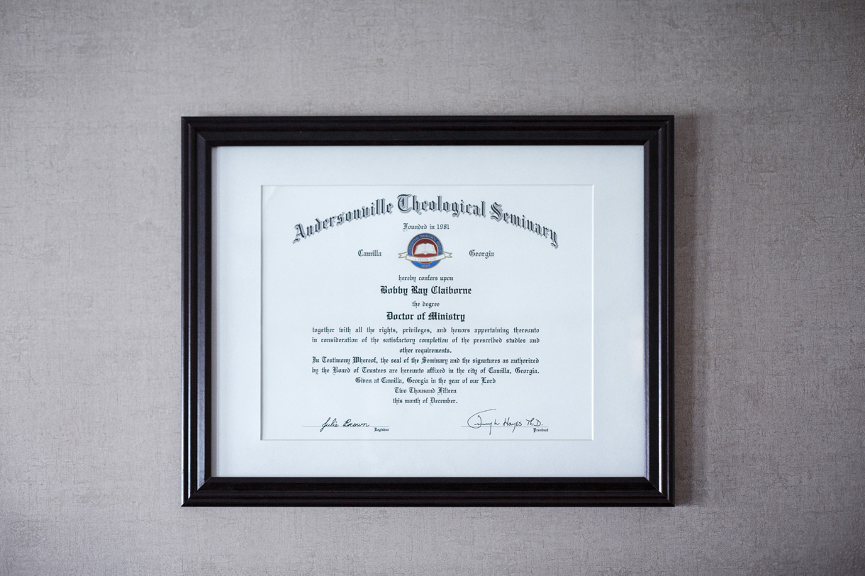 Diplôme de Bobby Claiborne